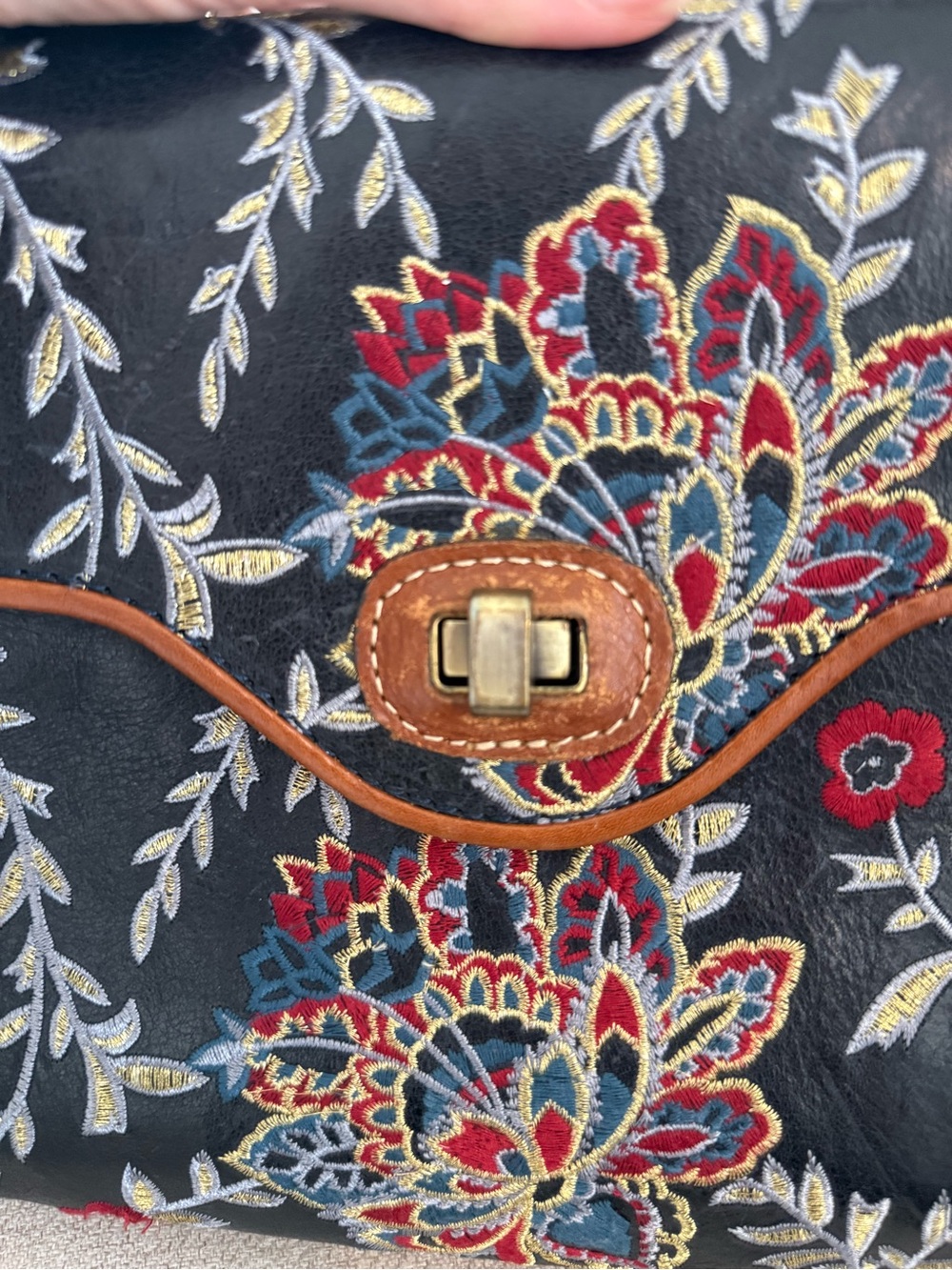 Patricia Nash Floral Embroidered Top-Handle Satchel Bag - Picture 9 of 15